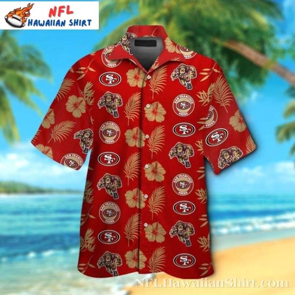 49ers Aloha Spirit Shirt – Red Hawaiian Hibiscus And Logo Print