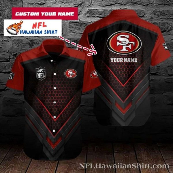 49ers Customizable Name And Number Red Fade Hawaiian Shirt