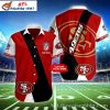 49ers Hawaiian Shirt – Bold Red Zone Black And Crimson Aloha Wear