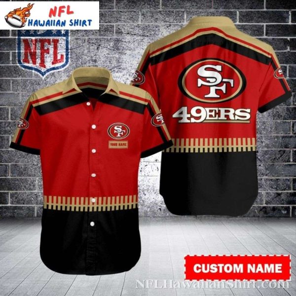 49ers Gridiron Gold Stripes Custom Name Hawaiian Football Shirt