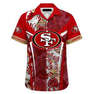 49ers Red Tiki Leaves Hawaiian Shirt 1