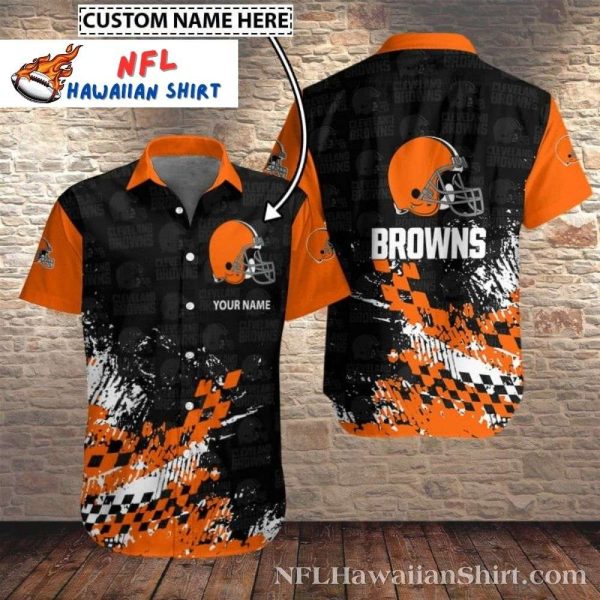 Abstract Art Cleveland Browns Hawaiian Shirt – Personalized Name Splash Design
