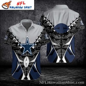 Abstract Geometric Star Navy And White Dallas Cowboys Hawaiian Shirt