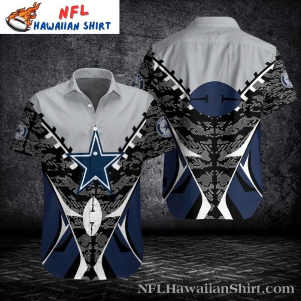 Abstract Geometric Star Navy And White Dallas Cowboys Hawaiian Shirt
