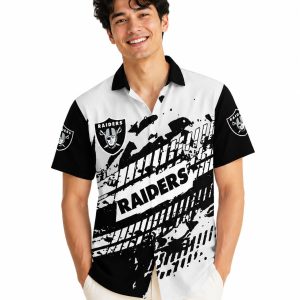 Abstract Offense: Las Vegas Raiders Artistic Hawaiian Shirt with Silver and Black Abstract Design