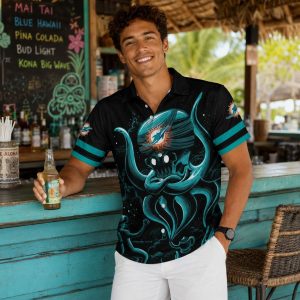 Abyssal Guardian Miami Dolphins Hawaiian Shirt – Deep Sea Fan Design