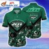 Beachside Blitz – NY Jets Hawaiian Shirt With Camouflage Design And Tropical Vibes