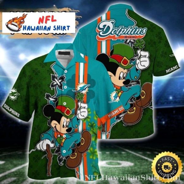 Animated Sportsmanship – Miami Dolphins Hawaiian Shirt With Playful Mickey Design