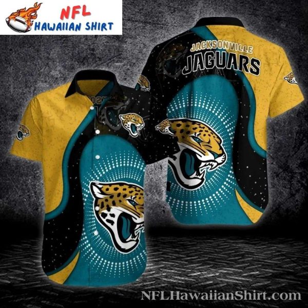 Aqua And Gold Blend Jacksonville Jaguars Hawaiian Shirt