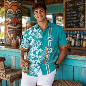 Aqua Botanica Miami Dolphins Hawaiian Shirt – Floral All-Over Print