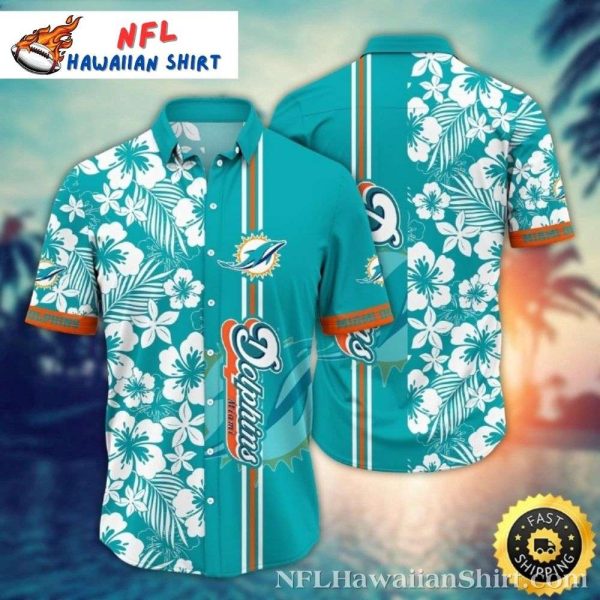 Aqua Botanica – Miami Dolphins Floral Wave Hawaiian Shirt
