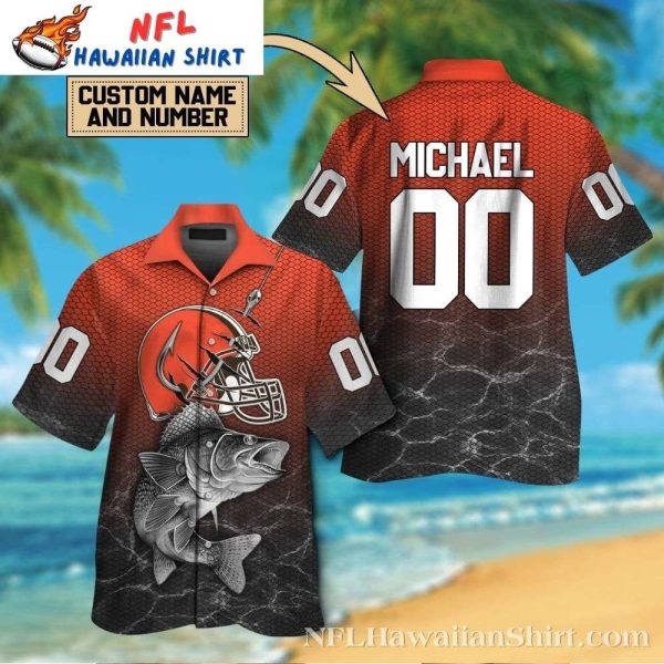 Aquatic Catch Cleveland Browns Fishing Themed Hawaiian Shirt – Custom Name Number