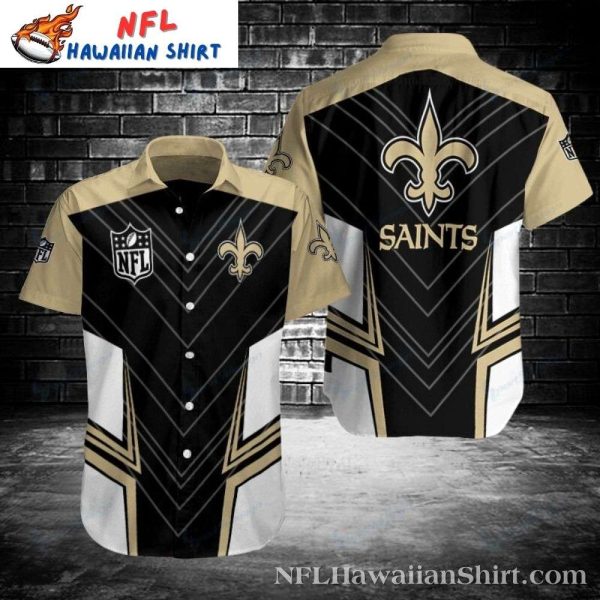 Art Deco Saints Pride – NFL Hawaiian New Orleans Saints Shirt In Black Gold