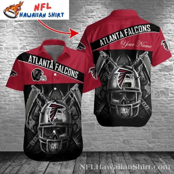 Atlanta Falcons Menacing Skull Design Customizable NFL Hawaiian Shirt