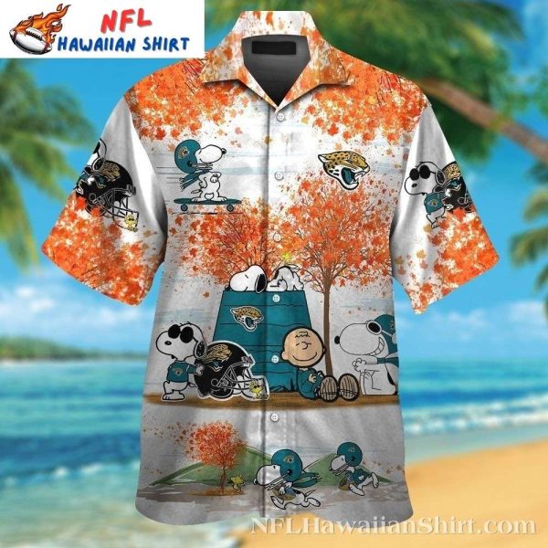Autumn Leaves Snoopy And Friends Jacksonville Jaguars Aloha Shirt