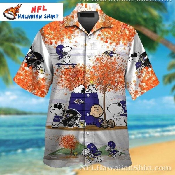 Autumn Playtime – Ravens Snoopy Hawaiian Baltimore Ravens Shirt