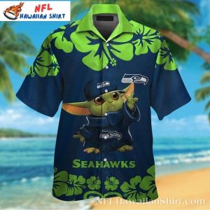 Baby Yoda And Hibiscus Seattle Seahawks Hawaiian Shirt