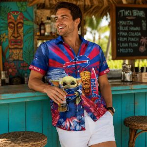 Baby Yoda Buffalo Bills Tropical Mascot Hawaiian Shirt
