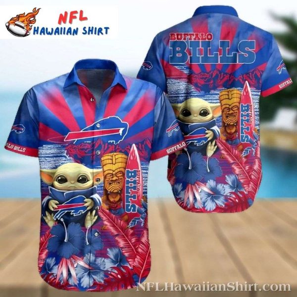 Baby Yoda Buffalo Bills Tropical Mascot Fan Hawaiian Shirt