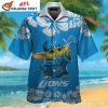 Bold Blue Detroit Lions Hibiscus Hawaiian Tropical Shirt