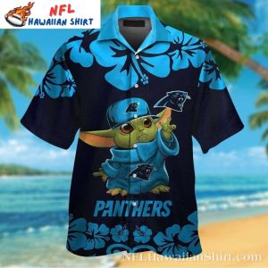 Baby Yoda Hibiscus NFL Carolina Panthers Hawaiian Shirt