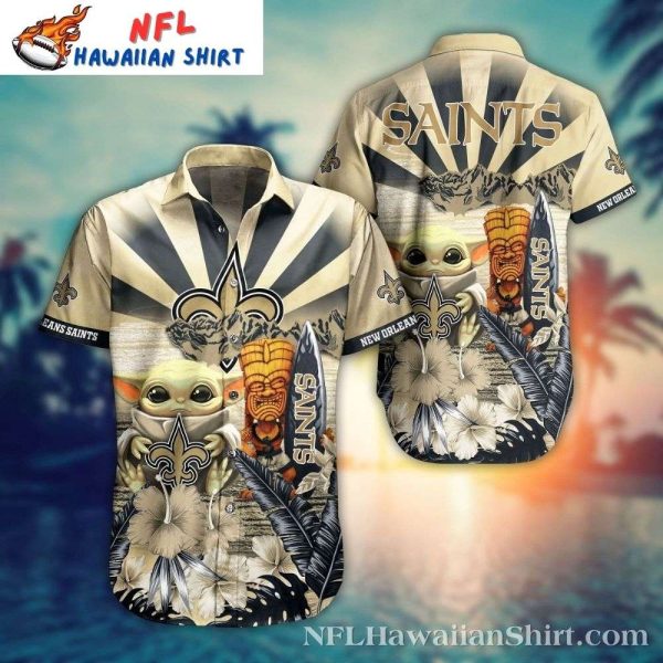 Baby Yoda NFL New Orleans Saints Hawaiian Shirt With Tiki Totem