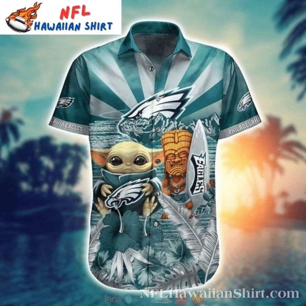 Baby Yoda Philadelphia Eagles Galactic Friend Aloha Shirt