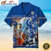 Black And White Indianapolis Colts Hawaiian Shirt With Game Day Helmet Design