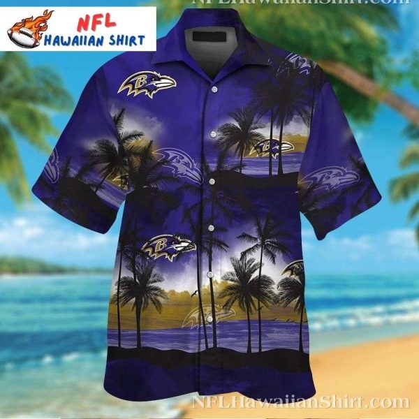 Baltimore Ravens Night Palms Hawaiian Shirt – Twilight Tropics Fan Shirt