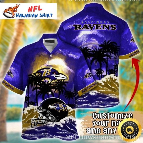 Baltimore Ravens Sunset Helmet Hawaiian Shirt – Dusk On The Gridiron Aloha Style