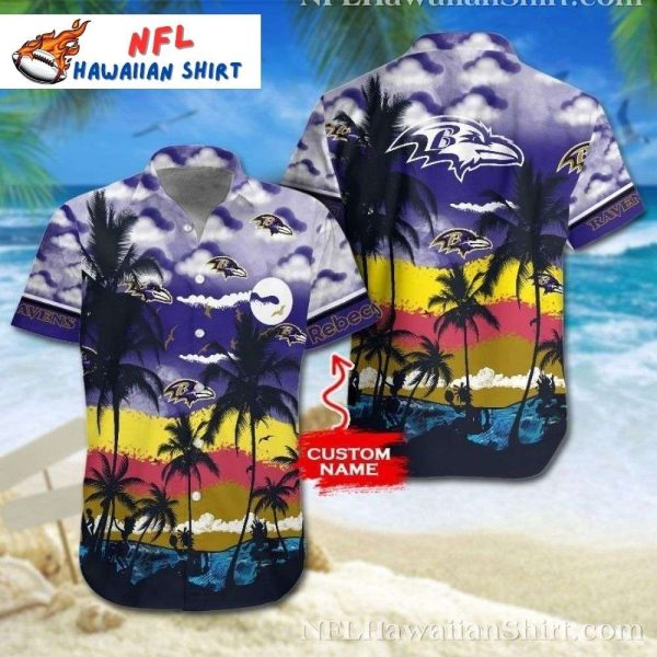 Baltimore Ravens Sunset Palms Hawaiian Shirt – Tropical Evening Ravens Aloha Shirt