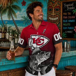 Bass Fishing KC Chiefs Personalized Hawaiian Shirt