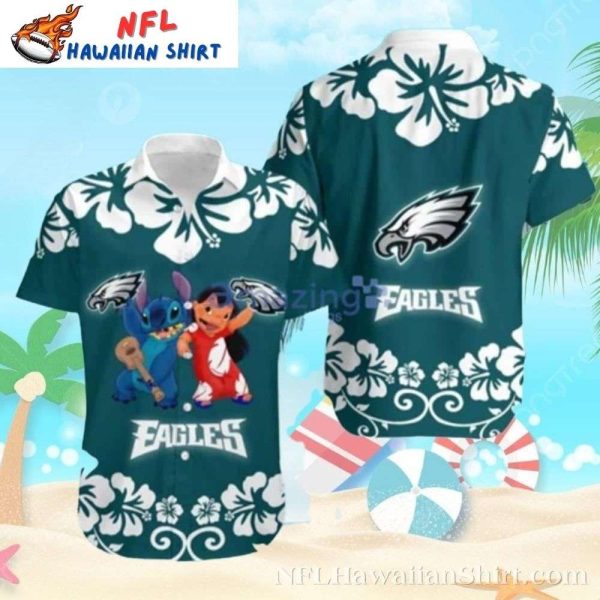 Beach Buddies Lilo And Stitch Philadelphia Eagles Aloha Hawaiian Shirt