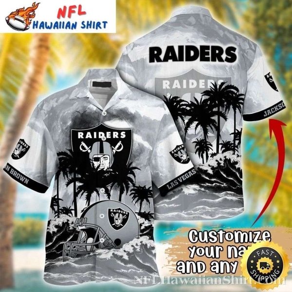 Beach Sunset And Palm Silhouettes Raiders Hawaiian Shirt