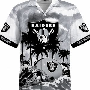 Beach Sunset Palm Las Vegas Raiders Hawaiian Shirt 1