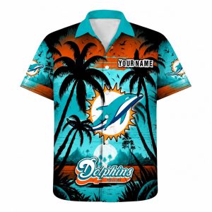 Beachside Blitz Miami Dolphins Custom Name Hawaiian Shirt 1 1