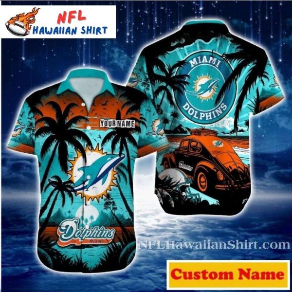 Beachside Blitz Miami Dolphins Custom Name Hawaiian Shirt