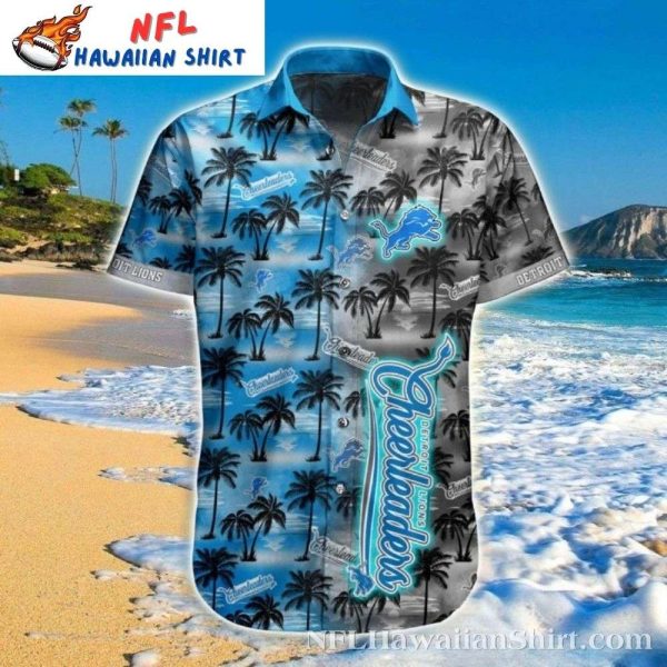 Beachside Palm Shadows Detroit Lions Hawaiian Shirt