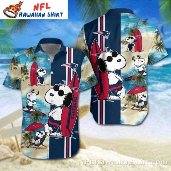 Beachside Quarterback Snoopy Patriots Hawaiian Shirt – Canine And Waves Fan Edition