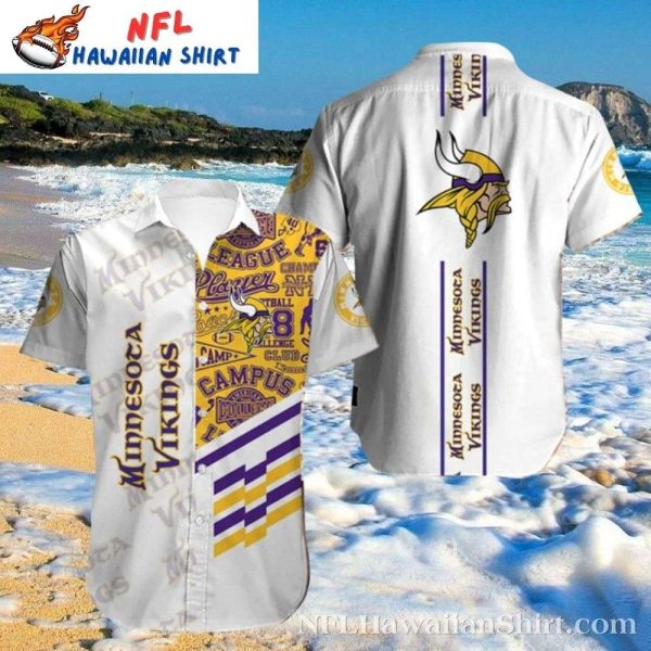 Beachside Tailgate Minnesota Vikings Wordmark White Hawaiian Shirt