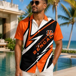 Bengals Bold Contrast Customizable Hawaiian Shirt – Monochrome Mane Edition