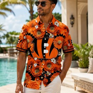 Bengals Garden Party Hawaiian Shirt – Dense Floral Fiesta Bengals Design