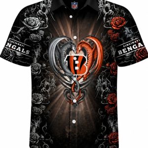 Bengals Gothic Heart Personalized Hawaiian Shirt 1