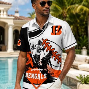 Bengals Gridiron Glory Personalized Hawaiian Shirt – Vintage Football Aloha Style