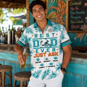 Best Dad Ever Miami Dolphins Custom Name Hawaiian Shirt – Father’s Day Fan Gift