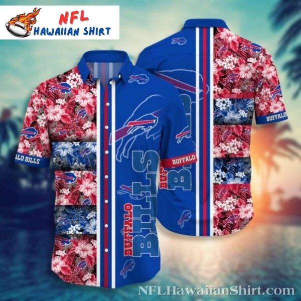 Bills Hawaiian Shirt with Tropical Floral and Buffalo Bills Logo
