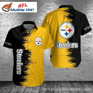 Black And Yellow Brush Stroke – Artistic Pittsburgh Steelers Aloha Shirt