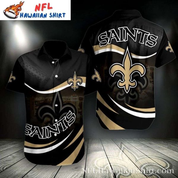 Black Gold Majesty – NFL Saints Luxe Hawaiian Shirt