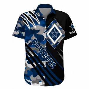 Blue Camo Cowboys Personalized Hawaiian Shirt 1