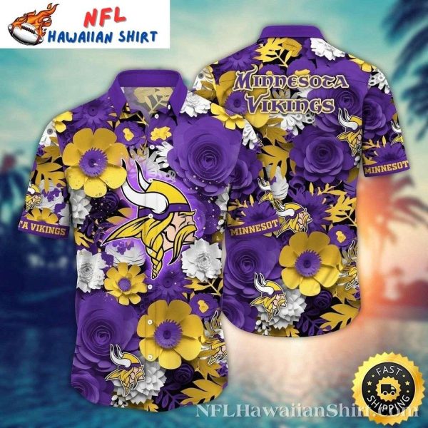 Bold Blooms Minnesota Vikings Tropical Hawaiian Shirt